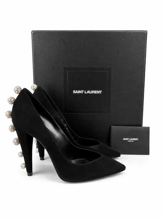 Saint Laurent Shoes - Saint Laurent Era 110 Ball Strass Crystal Pumps Black Suede EU 39 | NIB